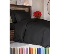 Juego de funda nórdica 3 piezas - funda de edredón 140x200, 2 fundas de almohada 65x65 - microfibra poliéster suave y transpirable - cremallera resistente y lazos de sujeción - OEKO-TEX - Negro