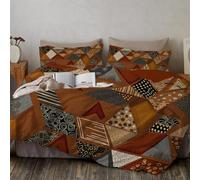 Juego De Funda Nórdica 3 Piezas para Cama - Funda Edredón, 2 Fundas De Almohadas 50X75 Cm - Microfibra Suave Y Transpirable - Color Tierra Geometría Abstracta Textura Triangular