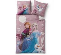 Juego de funda nórdica Anna Elsa Olaf 140 x 200 + funda de 65 x 65 cm | Sábana bajera reversible, polialgodón suave, certificado Oeko-Tex | Cuidado fácil de la máquina | Princesa infantil | 1
