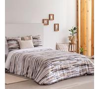 Juego de funda nórdica BADIA BEIG, para cama de 150, estampado digital 100% algodón. Funda para edredón de 240x270 cm. El juego incluye funda nórdica, bajera ajustable y funda de almohada.