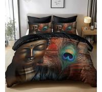 Juego de Funda Nórdica Cama 105/135 Meditación del Arte Indio 180x220 cm Funda de Edredón Suave y Sin Plancha con 2 Funda de Almohada 50x75 cm, Juego de Cama Polialgodón