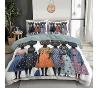 Juego de Funda Nórdica Cama 105 de 3 Piezas - Lindo A La Moda 3D Vestido Gato Ropa de Cama Niños Adolescente Funda de Edredón 200x200cm y 1 Funda de Almohada 50x75cm