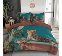 Juego de Funda Nórdica Cama 105 de 3 Piezas - Minimalismo 3D Bañera Leopardo Cactus Ropa de Cama Niños Adolescente Funda de Edredón 200x200cm y 1 Funda de Almohada 50x75cm