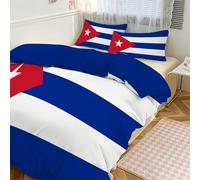 Juego de Funda Nórdica Cama 135/150, 3 Piezas Funda Edredon Bandera Cubana Juego de Ropa de Cama Países De América del Norte Muy Suave y Transpirable con 2 Fundas Almohada 50x75cm, Azul