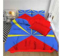 Juego de Funda Nórdica Cama 180, 3 Piezas Funda Edredon Bandera De La Isla Reunión Juego de Ropa de Cama Cultura Tradicional Muy Suave y Transpirable con 2 Fundas Almohada 50x75cm, Índigo
