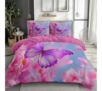 Juego de Funda Nórdica Cama 90 Extra Suave Transpirable, Minimalista Brillante Insectos Mariposas Patrón Microfibra Funda Edredon, Reversible Funda Nórdica 150 x 220 cm, Rosa
