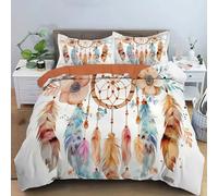 Juego De Funda Nordica Cama Marrón Atrapasueños De Flores Estampado 3D Fundas Edredón,Bohemio De Ensueño Microfibra Suave Transpirable 260X220Cm