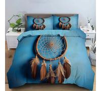 Juego De Funda Nordica Cama Marrón Atrapasueños Simple Estampado 3D Fundas Edredón,Arte Bohemio Microfibra Suave Transpirable 135X200Cm