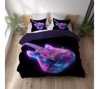 Juego de Funda Nórdica Chitarra Ologramma Luce Viola, Ropa de Cama de Microfibra Cepillada con Fundas de Almohada, Cierre de Cremallera Oculta, Suave y Transpirable 155 x 220 cm