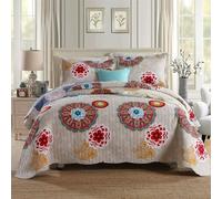 Juego de funda nórdica, colcha, manta de retales, ropa de cama de algodón, edredón doble reversible, 2 fundas de almohada, juego de 3 piezas, hermosa funda de cama estampada (A 230 * 250 cm * 1 + 50