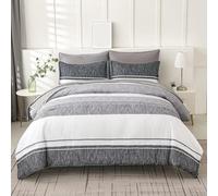 Juego De Funda Nórdica con Rayas Texturizadas En Gris y Blanco con Fundas De Almohada,Juego De Cama 240x220 Reversible Simple,Funda De Edredón con Patrón Geométrico Moderno con Cierre De Cremal