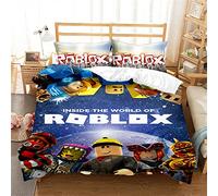 Juego De Funda Nórdica De 3 Uds., Juego De Cama Roblox, Funda De Edredón De Microfibra Suave De Fácil Cuidado para Adolescentes, Niñas Y Niños ((150x200cm)-Cama de 90,Roblox 03)