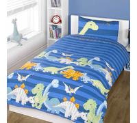 Dinosaurios Individual Tapa y Funda de Almohada Nórdicas Niños Cama Nuevo Azul