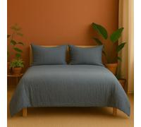 Juego de funda nórdica de gasa de algodón, 240 x 260 cm (gris)