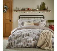 Juego de Funda nórdica Furn Forest Festivities: Ropa de Cama navideña Reversible con diseño de Bosque (Natural - tamaño Super King)