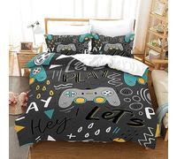 Juego de Funda nórdica Gamer Room Decor para niños, niños, Adolescentes, Videojuegos, Juego de Cama Doble, Gamepad Decor, Funda nórdica de 3 Piezas 160x210cm