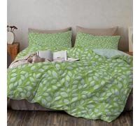 Juego de Funda Nordica Hojas De Sauce Juego de Cama 240x220cm y 2 Funda de Almohada 50x75 cm Ultra Suave Nordicas Edredon Estilo Fresco Y Natural con Cremallera Oculta, Verde Claro