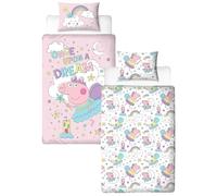 Juego de Funda Nórdica Individual con Diseño de Peppa Pig con Licencia Oficial, Ropa de Cama Reversible de 2 Caras Que Incluye Funda de Almohada a Juego, para el Dormitorio de los Niños, Polialgodón