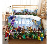 Juego De Funda Nórdica Individual Roblox De 200 Hilos, 100% De Algodón Egipcio, Calidad De Hotel, Ultrasuave, Antialérgico, De Lujo ((220x 240cm)-Cama de 150/160,Roblox 03)