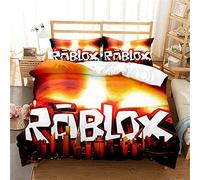 Juego De Funda Nórdica Individual Roblox De 200 Hilos, 100% De Algodón Egipcio, Calidad De Hotel, Ultrasuave, Antialérgico, De Lujo ((180x220 cm)-Cama de 105/135,Roblox 01)