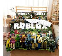 Juego De Funda Nórdica Individual Roblox De 200 Hilos, 100% De Algodón Egipcio, Calidad De Hotel, Ultrasuave, Antialérgico, De Lujo ((180x220 cm)-Cama de 105/135,Roblox 04)