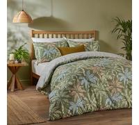 Juego de Funda nórdica Kentia de Edredón Day: Ropa de Cama Reversible con Estampado Tropical de Palmeras y geométrico (Verde Palma - tamaño King)