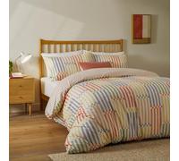 Juego de Funda nórdica Madison Stripe de Quilt Day: Ropa de Cama Reversible con Estampado Abstracto, Tela Suave al Tacto y diseño de inspiración Retro (Multicolor/Albaricoque - Individual)