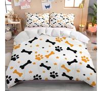 Juego de Funda Nórdica Microfibra para Estilo de Dibujos Animados, Juego de Funda nórdica de Huesos con Huellas de Garras - Funda Edredón 200x200 cm y 2 Fundas de Almohada, Amarillo