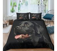 Juego de Funda Nórdica Microfibra Perro Labrador Negro Impresión 3D Decoración Dormitorio Ropa de Cama Mascotas para Adultos Suave Transpirable Regalo Super King（260x220cm）