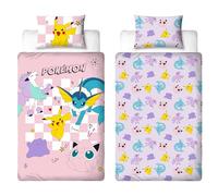 Juego de Funda nórdica Oficial Pokémon Individual Infantil | Diseño “Spirit” | Reversible de Dos Caras con Funda de Almohada a Juego | Set de Cama Individual Infantil | Polialgodón