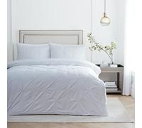Juego de Funda nórdica Paoletti Elysia - Lujosa Ropa de Cama Plisada Bordada de algodón de 200 Hilos (Blanco - Super King)