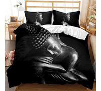 Juego de Funda nórdica para niños 220x240cm Buda Negro Funda nórdica y Funda de Almohada Poliéster superfino Suave y Transpirable Prevenir Alérgico