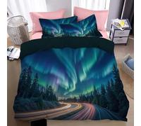 Juego De Funda Nórdica Reversible De Microfibra para Cama Cama80/90 Confotográfica La Aurora Boreal Alaska, Funda Edredón135 X 200 Cm Y1 Fundas De Almohada,Fantásticos Paisajes Naturales