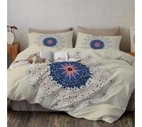 Juego de Funda Nórdica Reversible de Microfibra para Dibujo de línea Simple, Juego de Funda nórdica de Patrón de Mandala - Funda Edredón 260x240 cm y 2 Fundas de Almohada, Rojo y Azul