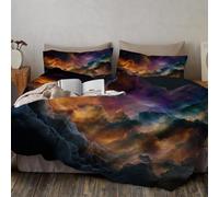 Juego de Funda Nórdica Reversible de Microfibra Universo Deslumbrante - Funda de Edredón para Cama 105 Cremallera + 2 Fundas de Almohada 50x75 cm, Suave y Lavable,Nubes de fantasía mágica