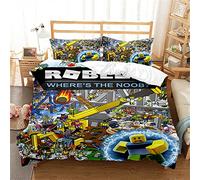 Juego De Funda Nórdica Roblox con Fundas De Almohada A Juego 120 Hilos Funda Protectora De Edredón Garantizada Colección De Ropa De Cama Premium ((220x 240cm)-Cama de 150/160,Roblox 06)