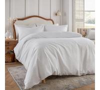 Juego de Funda nórdica Wylder Nature Georgia: Elegante Ropa de Cama Texturizada prensada al Calor con Cierre de Botones (Blanco - tamaño Super King)