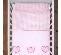 Juego de funda nórdica y funda de almohada para bebé, 4 piezas, 135 x 100 cm, diseño de corazón (rosa)