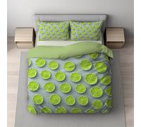 Juego de Funda Nórdica y Funda Edredón en Microfibra Súper Suave y Transpirable - Antipliegues y Cremallera Oculta Cama Doble Pequeña 150 x 220 cm, Verde, Minimalista Geométrico Rodaja De Limón