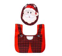 Juego de funda para asiento de inodoro y alfombra de Papá Noel con soporte para caja de pañuelos de tanque, decoración de baño antideslizante de franela para inodoros redondos u ovalados, accesorios