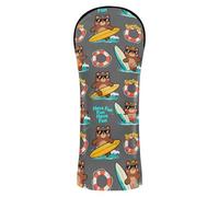 Juego de funda para cabeza de golf, accesorios de cuero premium con etiqueta de número para conductor Fairway Wood Hybrid Brown Bear Surf, Verano Playa