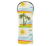 Juego de funda para cabeza de palo de golf con diseño de olas de sol de verano con etiquetas intercambiables para madera y conductor Fairway Hybrid