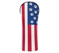 Juego de funda para palo de golf, accesorios de cuero de primera calidad con etiquetas de números para conductor, bosque e híbrido de bandera de Estados Unidos, estampado de patas lindo 4 de julio