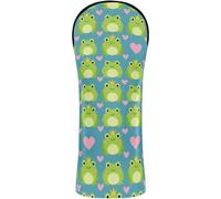 Juego de funda para palo de golf, accesorios de cuero de primera calidad con etiquetas intercambiables para conductor Fairway Wood Hybrids Cute Royal Frog and Sweet Heart Blue Background