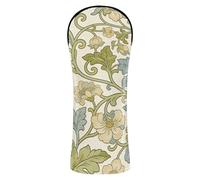 Juego de funda para palos de golf de William Morris con diseño de flores beige retro, accesorios de cuero de primera calidad con etiquetas de números para conductor Fairway Wood Hybrids Cover para
