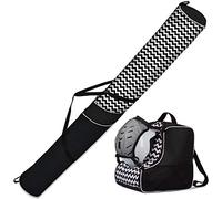 Juego de funda y bolsa para botas de esquí para 1 par de bastones de esquí, casco con bolsa de malla extraíble Zig Zag con red [053]