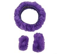 Juego de fundas antideslizantes de lana sintética para volante, incluye funda para freno de mano y funda de cambio a juego para conducción en clima frío (morado)