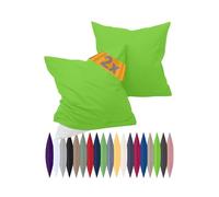 Juego de fundas de almohada de tejido renforcé en paquete doble - 100% algodón - Diseño sencillo y elegante, en 8 colores lisos, 100 % algodón, verde, 40 x 80 cm