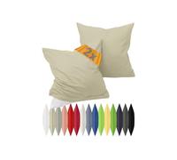 Juego de fundas de almohada de tejido renforcé en paquete doble - 100% algodón - Diseño sencillo y elegante, en 8 colores lisos, 100 % algodón, cappuccino, 40 x 80 cm