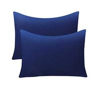 Juego de fundas de almohada para cama de bebé, de 40 x 60 cm, 2 fundas de almohada 100% algodón suave para ropa de cama de niños y niñas, funda de almohada de viaje con cierre de sobre (azul marino)